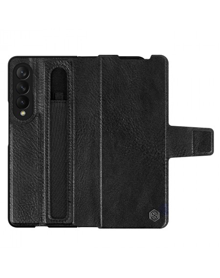Nillkin Aoge Leather Case Flexible Armored Genuine Leather Case with Pocket for Samsung Galaxy Z Fold 3 Black