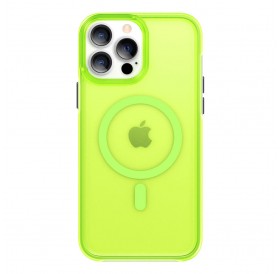 Kingxbar PQY Fluorescence Series Magnetic Case for iPhone 13 Housing Cover Green (MagSafe Compatible)