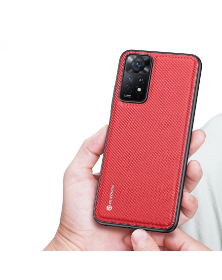 Dux Ducis Fino case cover covered with nylon material for Xiaomi Redmi Note 11 Pro 5G / 11 Pro red