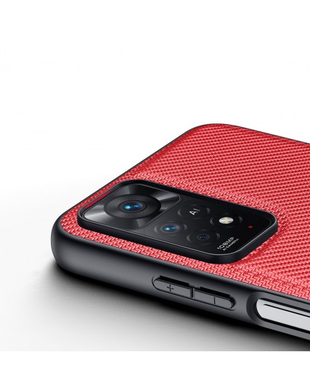 Dux Ducis Fino case cover covered with nylon material for Xiaomi Redmi Note 11 Pro 5G / 11 Pro red