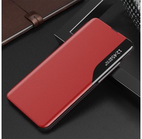 Eco Leather View Case Elegant flip cover case with stand function for Xiaomi Redmi Note 11S / Note 11 red