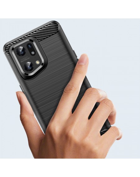Carbon Case Flexible cover for Oppo Find X5 Pro black