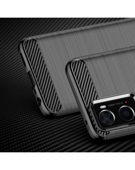 Carbon Case Flexible TPU Cover for Oppo A76 / Oppo A36 / Realme 9i black
