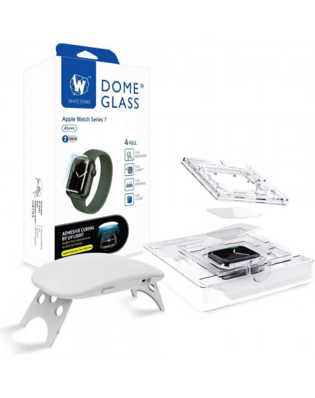 TEMPERED GLASS WHITESTONE DOME GLASS 2-PACK &amp; BEZEL Apple Watch 7 (45MM) CLEAR