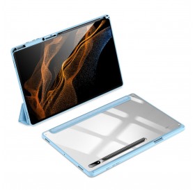 Dux Ducis Toby Armored Flip Smart Case For Samsung Galaxy Tab S8 Ultra With Stylus Holder Blue