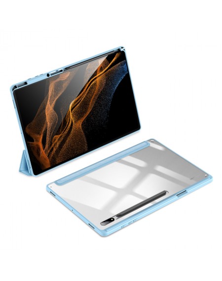Dux Ducis Toby Armored Flip Smart Case For Samsung Galaxy Tab S8 Ultra With Stylus Holder Blue