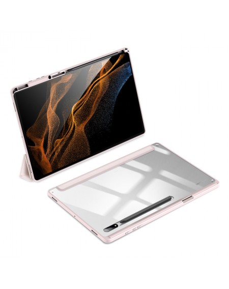 Dux Ducis Toby Armored Flip Smart Case for Samsung Galaxy Tab S8 Ultra with Stylus Holder Pink