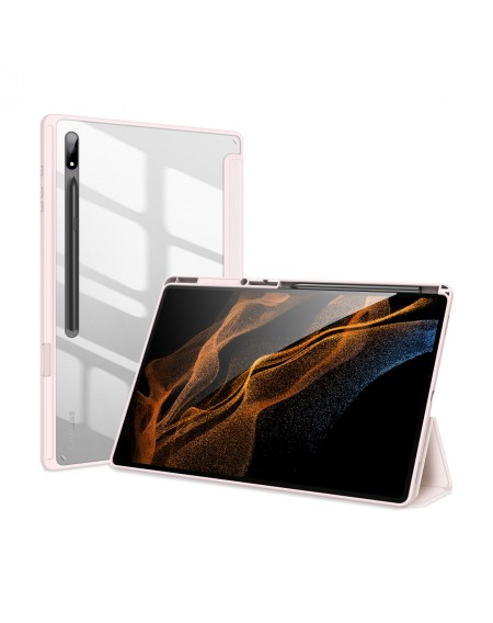 Dux Ducis Toby Armored Flip Smart Case for Samsung Galaxy Tab S8 Ultra with Stylus Holder Pink