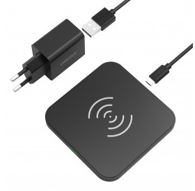 Choetech Qi 10W wireless charger kit for headphones phone (T511-S) + QC3.0 18W 3A wall charger (Q5003) + USB cable - microUSB 1.2m black (T511-S-EU201ABBK)