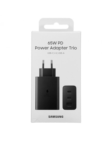 Samsung charger 2x USB Type C / USB PPS, Power Delivery PD 65W, QC 3.0, AFC, FCP black (EP-T6530NBEGEU)