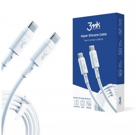 3MK HyperSilicone Cable USB-C / USB-C white cable 1m 60W 3A
