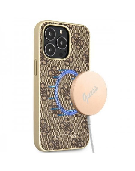 Guess GUHMP13LG4GB iPhone 13 Pro / 13 6,1" brązowy/brown hard case 4G Collection Magsafe