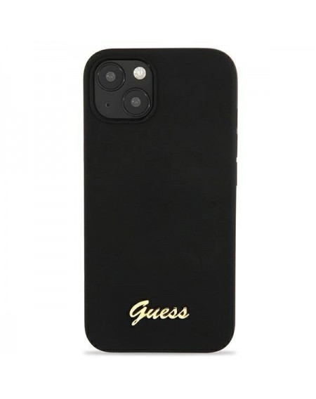 Guess GUHMP13MLSLMGBK iPhone 13 6,1" black/czarny hardcase Silicone Script Gold Logo Magsafe