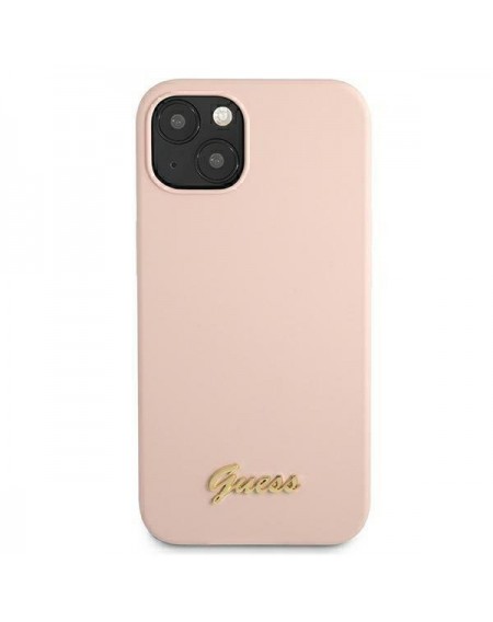 Guess GUHMP13MLSLMGLP iPhone 13 6,1" jasnoróżowy/light pink hardcase Silicone Script Gold Logo Magsafe