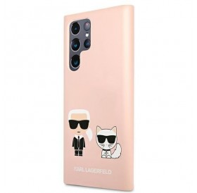 Karl Lagerfeld KLHCS22LSSKCI S22 Ultra S908  hardcase jasnoróżowy/light pink Silicone Ikonik Karl & Choupette
