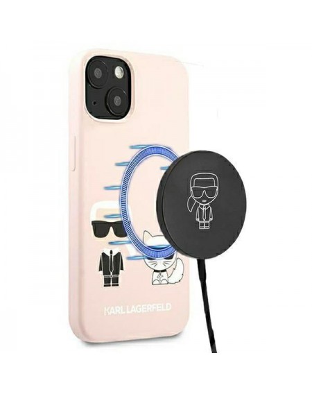 Karl Lagerfeld KLHMP13MSSKCI iPhone 13 6,1" hardcase jasnoróżowy/light pink Silicone Ikonik Karl & Choupette Magsafe