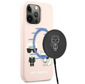 Karl Lagerfeld KLHMP13XSSKCI iPhone 13 Pro Max 6,7" hardcase jasnoróżowy/light pink Silicone Ikonik Karl & Choupette Magsafe