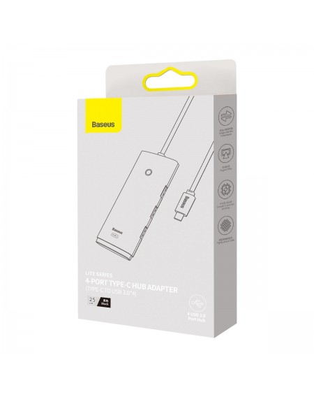 Baseus Lite Series HUB USB Type C adapter - 4x USB 3.0 25cm black (WKQX030301)