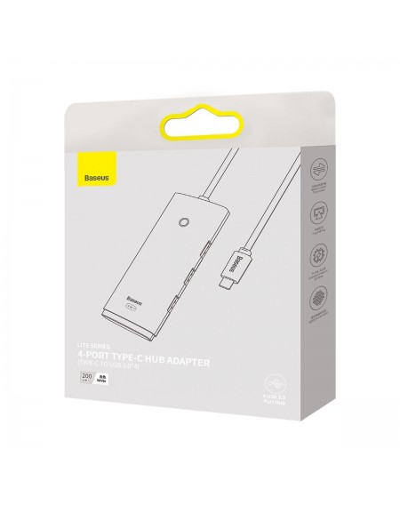 Baseus Lite Series HUB USB Type C adapter - 4x USB 3.0 2m white (WKQX030502)
