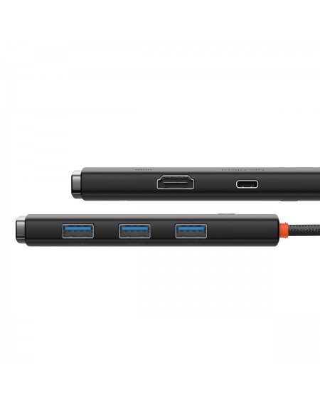 Baseus Lite Series adapter HUB USB Type C - HDMI / 4x USB 3.0 20cm black (WKQX040001)