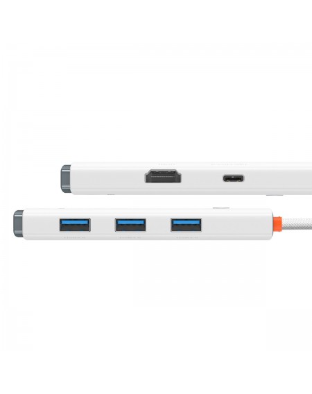 Baseus Lite Series adapter HUB USB Type C - HDMI / 4x USB 3.0 20cm white (WKQX040002)