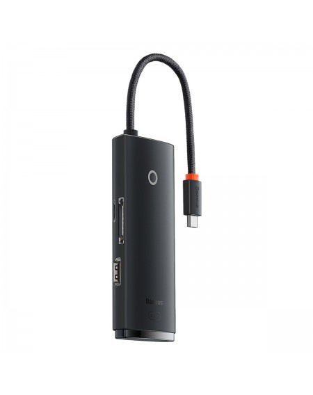 Baseus Lite Series multifunctional HUB USB Type C - 2 x USB 3.0 / USB Type C / HDMI 1,4 / SD / TF black (WKQX050001)