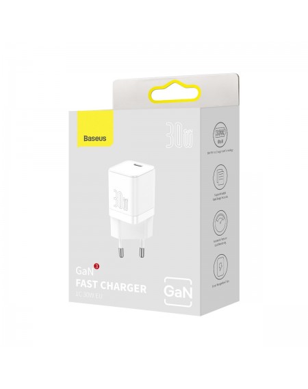 Baseus GaN3 Fast Wall Charger 30W white (CCGN010102)