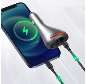 Ugreen USB Type C / USB QC PD 24W car charger with 12V cigarette lighter socket silver (CD204)