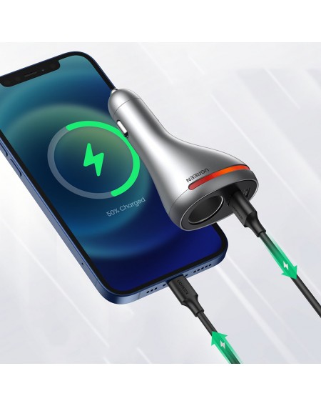 Ugreen USB Type C / USB QC PD 24W car charger with 12V cigarette lighter socket silver (CD204)