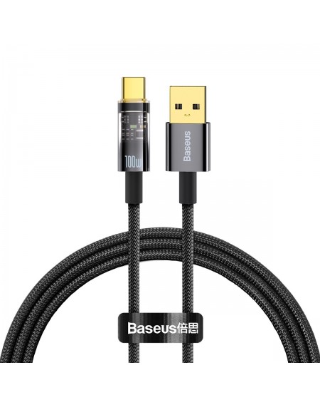 Baseus Explorer Series Auto Power-Off Fast Charging Data Cable USB to Type-C 100W 1m Black