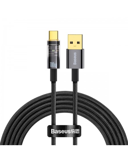 Baseus Explorer Series Auto Power-Off Fast Charging Data Cable USB to Type-C 100W 2m Black
