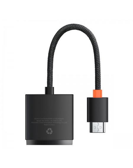 Baseus Lite Series Plug HDMI to VGA Adapter Black (WKQX010001)