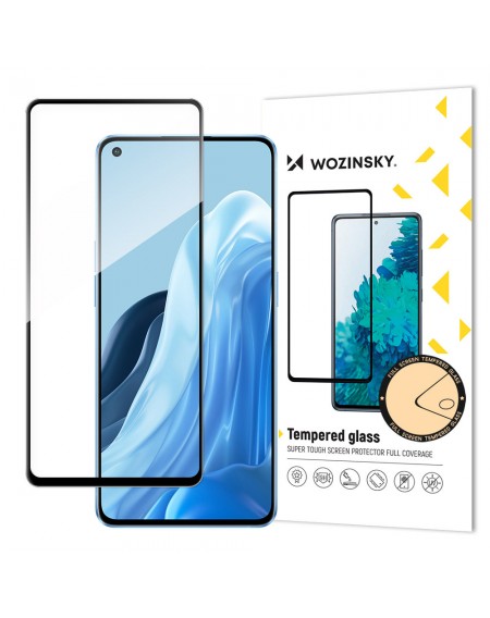 Wozinsky Tempered Glass Full Glue Super Tough Screen Protector Full Coveraged with Frame Case Friendly for Oppo Reno7 Pro 5G black