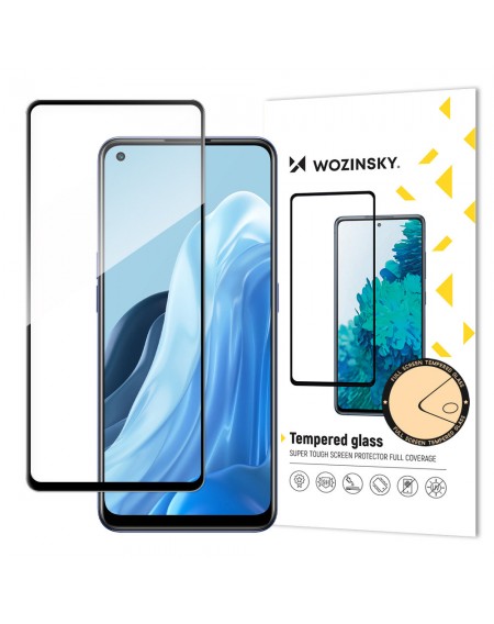 Wozinsky Tempered Glass Full Glue Super Tough Screen Protector Full Coveraged with Frame Case Friendly for Oppo Reno7 5G / Find X5 Lite black