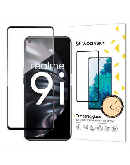 Wozinsky Tempered Glass Full Glue Super Tough Screen Protector Full Coveraged with Frame Case Friendly for Oppo A76 / Oppo A36 / Realme 9i black
