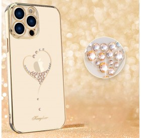 Kingxbar Wish Series case decorated with original Swarovski Crystals iPhone 13 gold