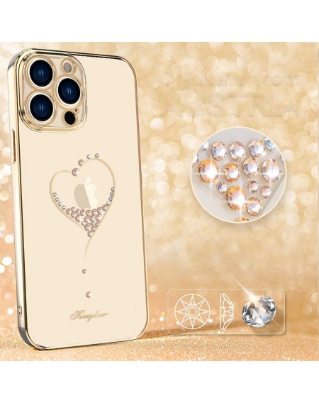 Kingxbar Wish Series case decorated with original Swarovski crystals iPhone 13 Pro Max gold