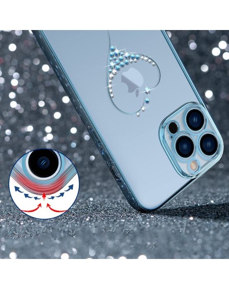 Kingxbar Wish Series case decorated with original Swarovski Crystals iPhone 13 Pro Max blue
