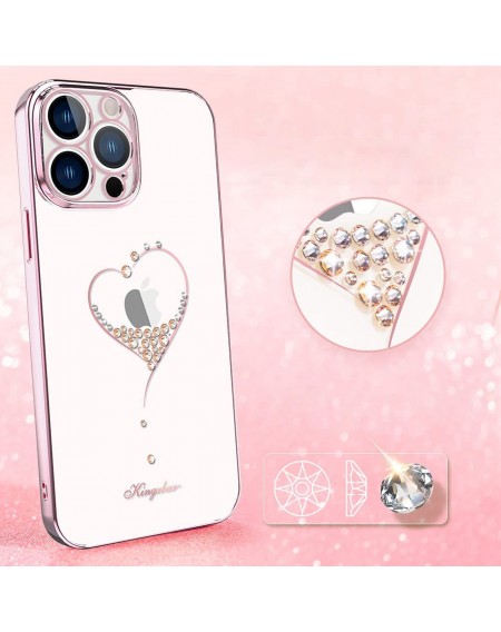 Kingxbar Wish Series case decorated with original Swarovski Crystals iPhone 13 pink