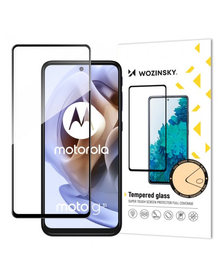 Wozinsky Tempered Glass Full Glue Super Tough Screen Protector Full Coveraged with Frame Case Friendly for Motorola Moto G41 / G31 black
