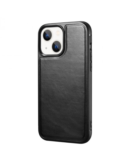 iCarer Leather Oil Wax case covered with natural leather for iPhone 13 mini black (ALI1211-BK)