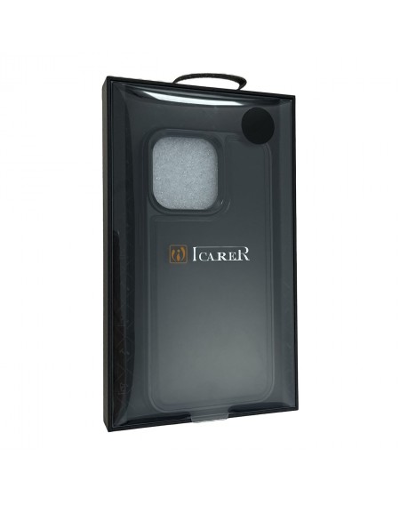 iCarer Leather Oil Wax case covered with natural leather for iPhone 13 black (ALI1212-BK)