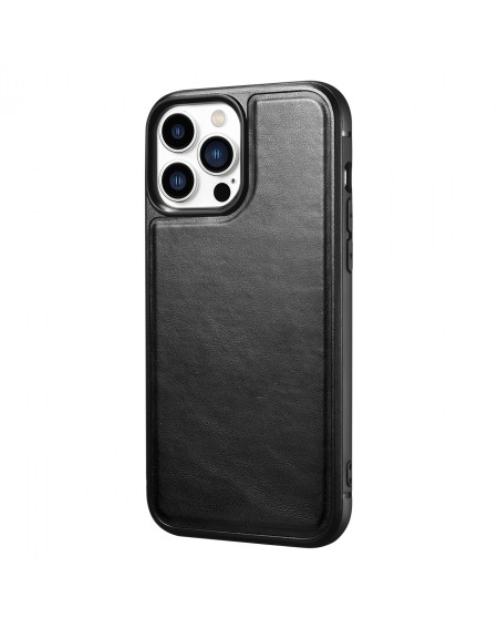 iCarer Leather Oil Wax case covered with natural leather for iPhone 13 Pro black (ALI1213-BK)