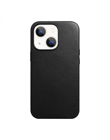 iCarer CH Leather case for iPhone 13 mini leather case (compatible with MagSafe) black (ALI1207-BK)