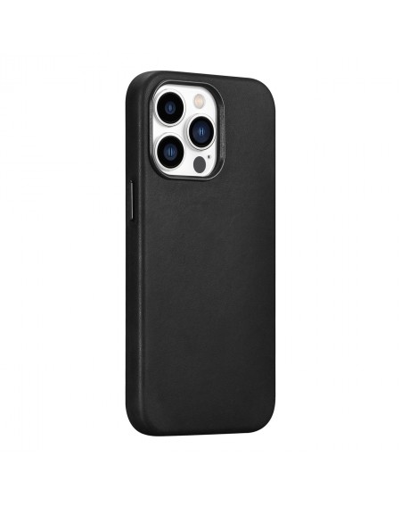 iCarer CH Leather case for iPhone 13 Pro leather case (MagSafe compatible) black (ALI1209-BK)
