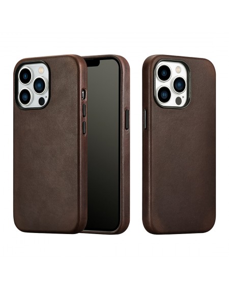 iCarer CH Leather case for iPhone 13 Pro leather case (MagSafe compatible) brown (ALI1209-CO)