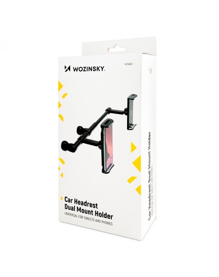 Wozinsky dual car phone holder for headrest black (WTHBK1)