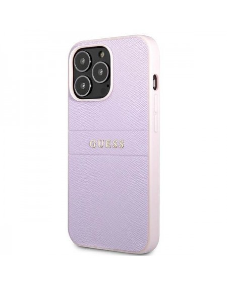 Guess GUHCP13LPSASBPU iPhone 13 Pro / 13 6,1" fioletowy/purple Saffiano Hot Stamp & Metal Logo