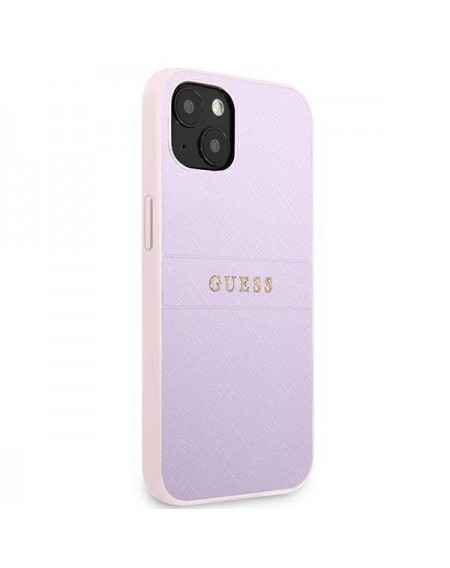 Guess GUHCP13MPSASBPU iPhone 13 6,1" fioletowy/purple Saffiano Hot Stamp & Metal Logo