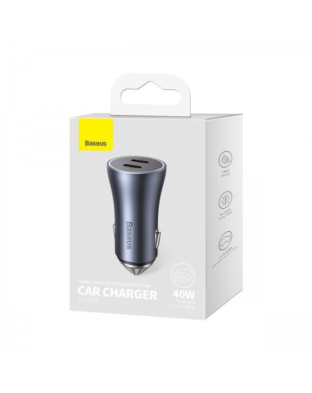 Baseus Golden Contactor Pro car charger 2x USB-C 40W gray (CGJP000013)
